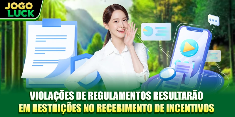 Violações de regulamentos resultarão em restrições no recebimento de incentivos Violações de regulamentos resultarão em restrições no recebimento de incentivos