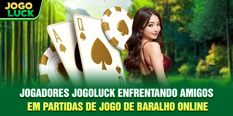 Jogadores Jogoluck enfrentando amigos em partidas de jogo de baralho online