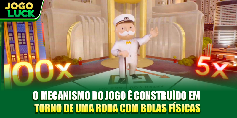 O mecanismo do jogo é construído em torno de uma roda com bolas físicas