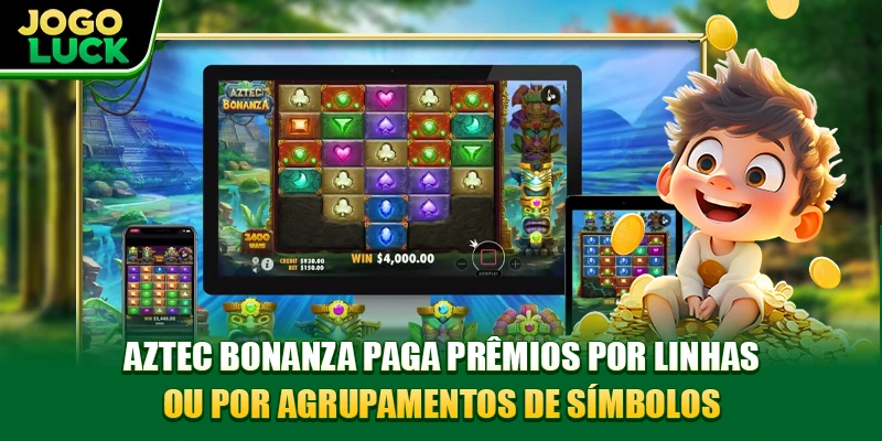Aztec Bonanza paga prêmios por linhas ou por agrupamentos de símbolos